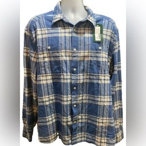 NWT Jachs Flannel Shirt Mens Button Down Long Sleeve Plaid Blue Size XL